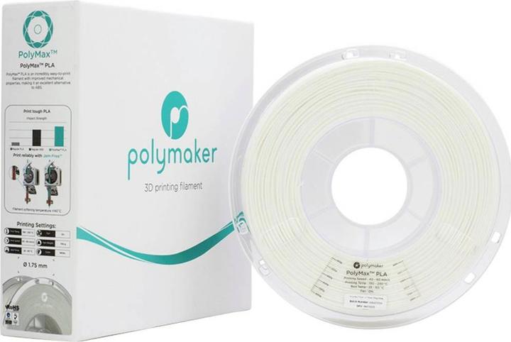 Produktbild Polymaker PolyMax PLA V2 - White- 1.75mm (PLA, 1.75 mm, 750 g, Weiss)