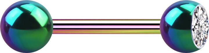 Image du produit Star Piercing Barbell coloré avec boule et boule de cristal argenté (Acier chirurgical 316L, sans laiton)