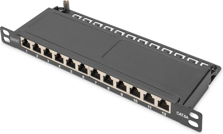 Digitus CAT 6A, Class EA Patch Panel, shielded, 12-port, 0.5U, 10", black