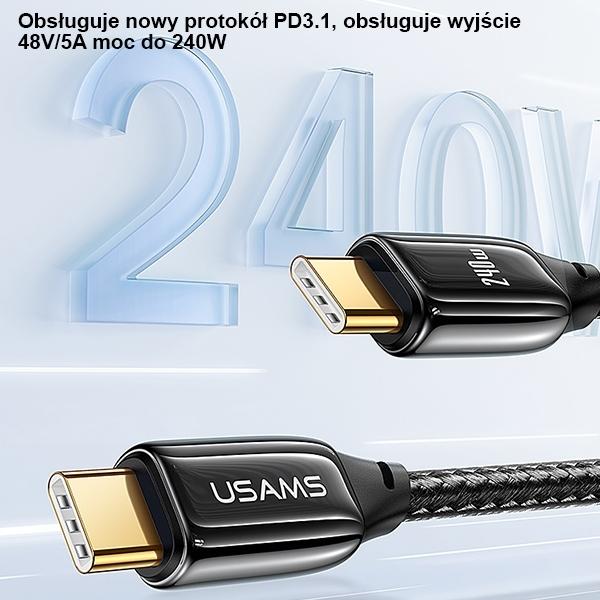 Image du produit Usams Câble de charge type-C vers type-C - noir (2 m, USB 3.1)