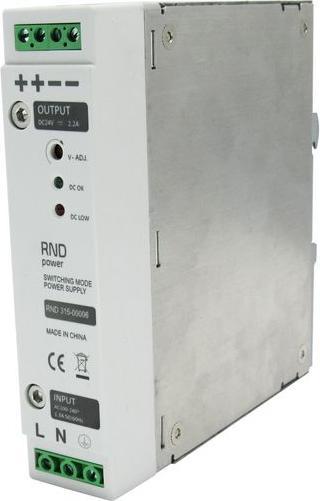 Actual product image RND AC/DC DIN rail mount power supply, 83%, 24V, 2.2A, 50W, Adjustable