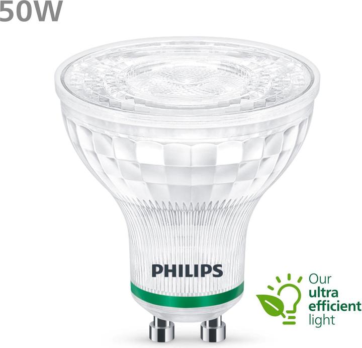 Productafbeelding Philips Klassieke ultra-efficiënte LED lamp met energie-efficiëntieklasse A, vervangt 50W, GU10 lampvoet, wa (GU10, 2.10 W, 375 lm, 1 x, A)