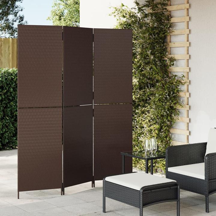 Produktbild VidaXL Paravent 3-tlg. Braun Poly Rattan,Farbe: Braun,Material: Poly