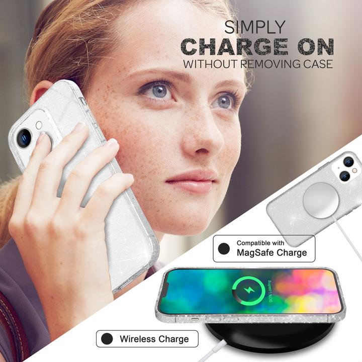 Actual product image Nalia Clear glitter silicone cover (Apple iPhone 14)