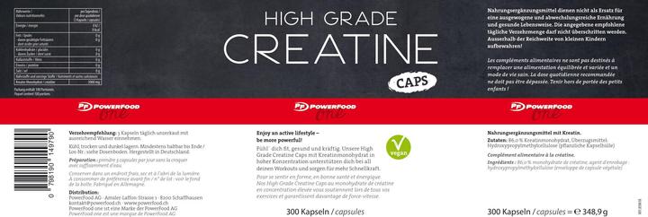 Nutritional values and ingredients PowerFood One High Grade Creatine (300 Piece, Capsules, 348.90 g)