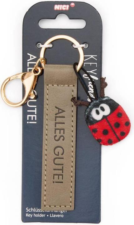 Produktbild Magni NICI Schlüsselanhänger Alles Gute! Kunstlederband mit Marienkäfer olive 10cm