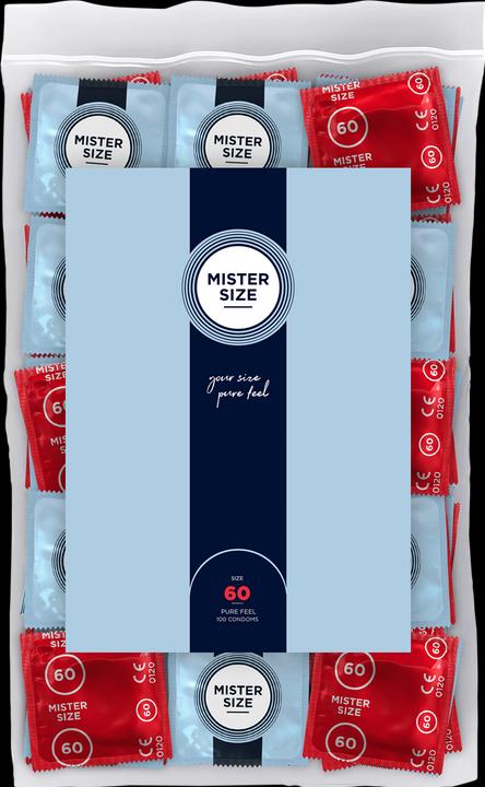 Actual product image Mister Size 60 mm condoms, 100 pieces, natural rubber latex, extra thin, silicone-moistened (100 pcs.)