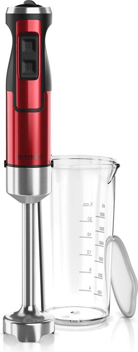 Actual product image Arendo Hand blender 1000W, stainless steel hand blender in red, hand blender with beaker, stepless