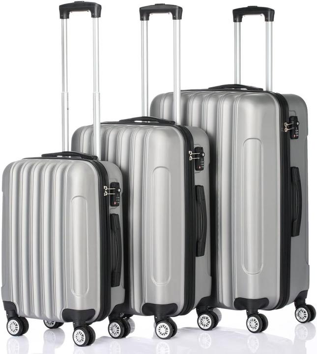 Immagine prodotto Leadzm 4 rotoli grigio argento (Bagaglio a mano (fino a 50 litri), M (50 - 90l), L (90 - 115l))