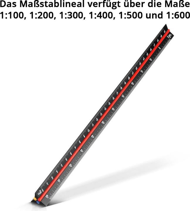 Actual product image Stahlwerk Ruler set with multi-angle measuring ruler, triangular ruler, angle triangle (300 mm)