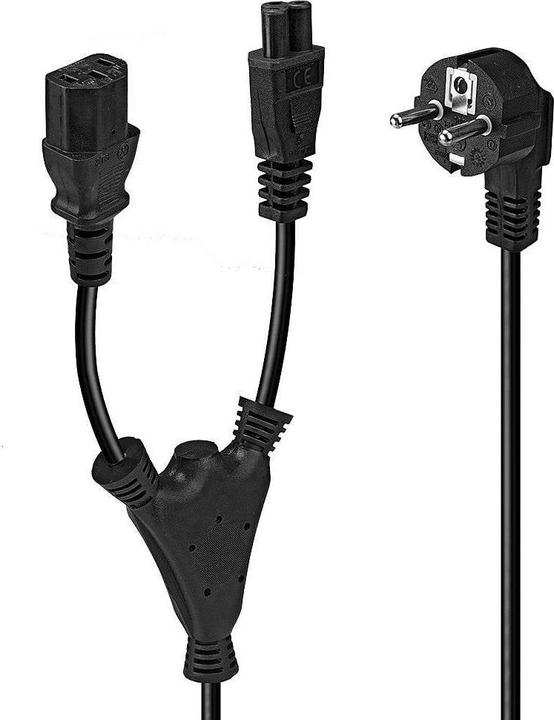 Produktbild Lindy 2m Schuko auf 1x IEC C13 und 1x IEC C5 Y-Netzkabel (2 m)