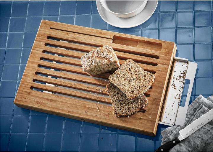 Actual product image WMF Bread cutting board with crumb catcher Bamboo in grid form and blade-friendly