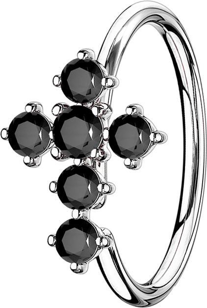 Produktbild Star Piercing Micro Piercing Ring silber Kreuz schwarz (Messing)