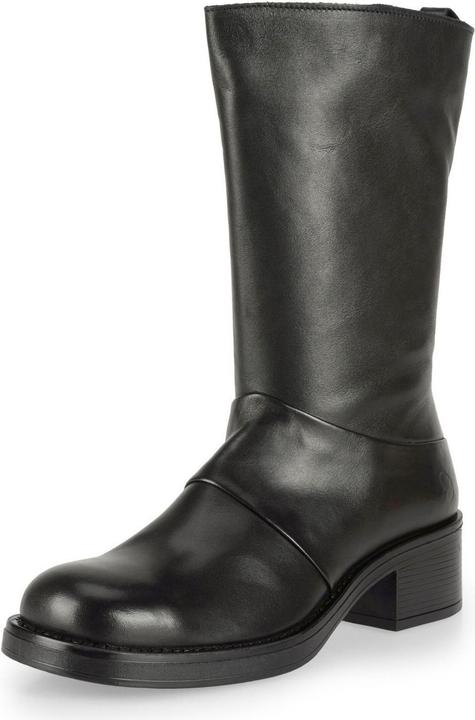 Felmini JULITE D930 Bikerstiefel mit quadratischem Vorderteil, gefertigt aus echtem, weichem schwarzem Leder