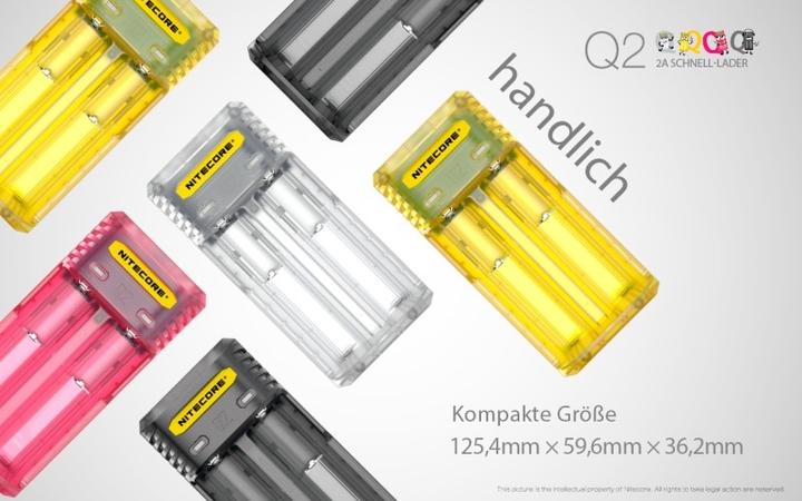Actual product image Nitecore Q2 - Quick charger for Li-Ion batteries, 2 shaft chargers - 4 colours to choose from (Chargers without battery)