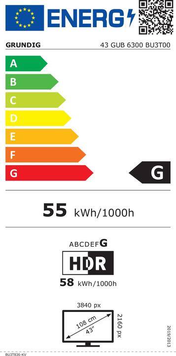 Energy Label Grundig 43 PDO 6300 (43", LED, 4K)