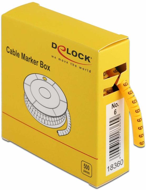 Image du produit Delock Boîte de marqueurs de câbles, n° : 6, jaune, 500 pièces