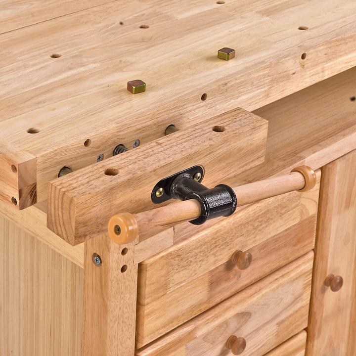 Immagine prodotto Dema Banco di piallatura Banco di lavoro in legno massiccio 125x50x85cm (50 cm, 125 cm)