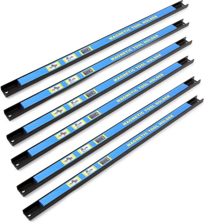 Wiltec Kit Barres Porte-outils 6x61cm Barres magnétiques Acier Rangement accessoires Atelier Montage mural