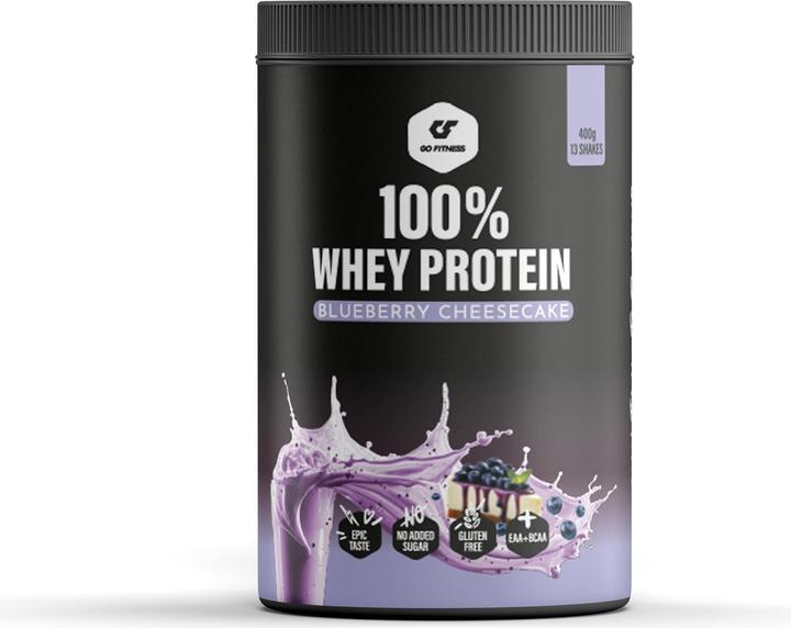 Produktbild Go Fitness 100% Whey Protein Blueberry Cheesecake (400g) (Blaubeeren, Cheesecake, 1 Stk., 400 g)