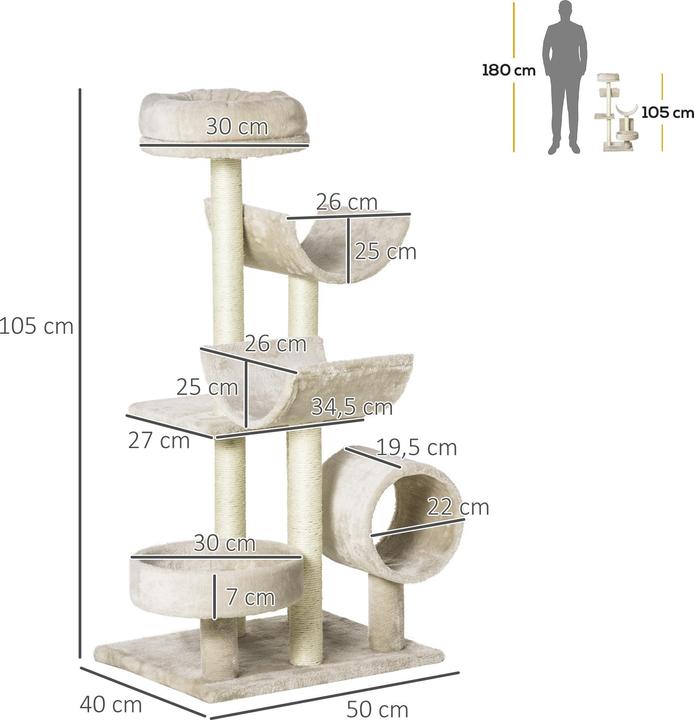 Produktbild PawHut Kletterbaum (105 cm, Beige)