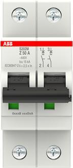 Image du produit ABB S202M-Z50 Disjoncteur 50A 2 pôles 10kA caractère Z
