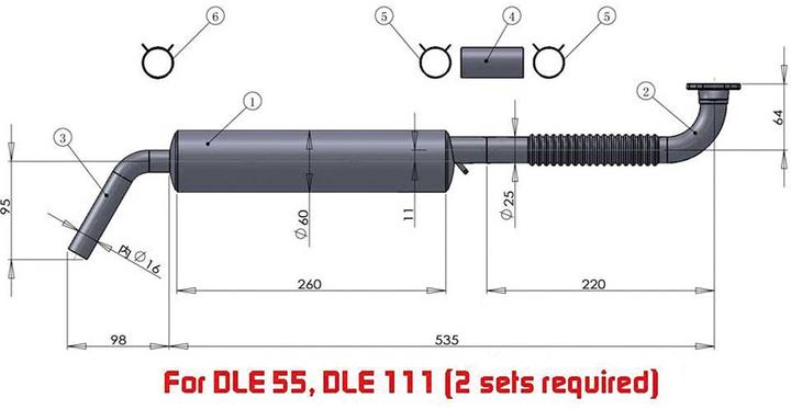 Immagine prodotto DLE Engine set di silenziatori dle 55/dle 111