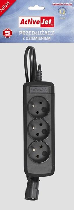 Actual product image Activejet COMBO-IEC-3G/1.5M ext Extension Cable 1 5 m 3 AC Outputs Indoor Black (3 x, CEE 7/5, 1.50 m)