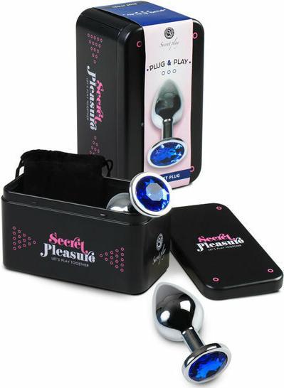 Image du produit Secret play Plug anal en métal avec butoir en diamant (bleu)
