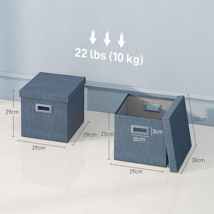 Immagine prodotto Swisshandel24 Aufbewahrungsbox 2er-Set Stapelbare Aufbewahrungswürfel für Wohnzimmer, Blau (30 x 30 x 29 cm, 26 l)