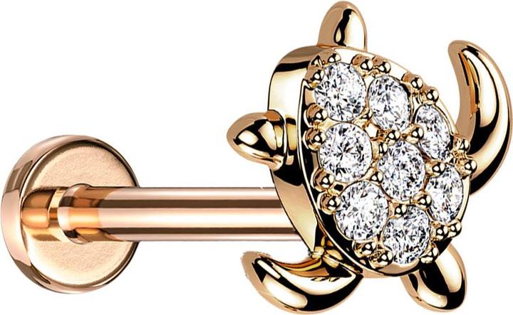 Immagine prodotto Star Piercing Micro labret filo interno oro rosa cristalli di tartaruga argento (Acciaio chirurgico 316L, Ottone)