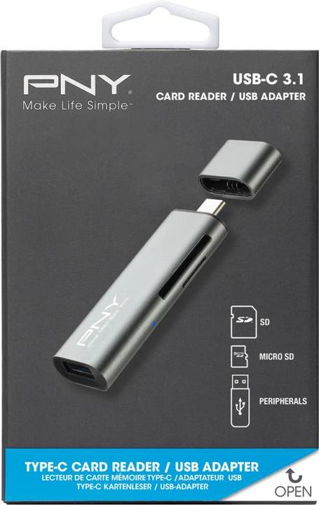 Image du produit PNY Lecteur/adaptateur de cartes RTCUA3N USB type C/A (USB 3.1, USB 2.0)