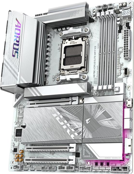 Produktbild Gigabyte MB GBT AMD AM5 X870E AORUS ELITE WF7 ICE (AM5, AMD X870E, ATX)
