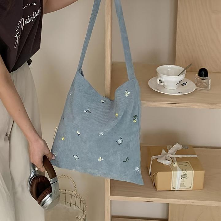 Only-Bags.Store Cord Umhängetaschen, Casual Tote mit Gänseblümchen, vielseitig alltägliche Mode Accessoire Hobo Bag