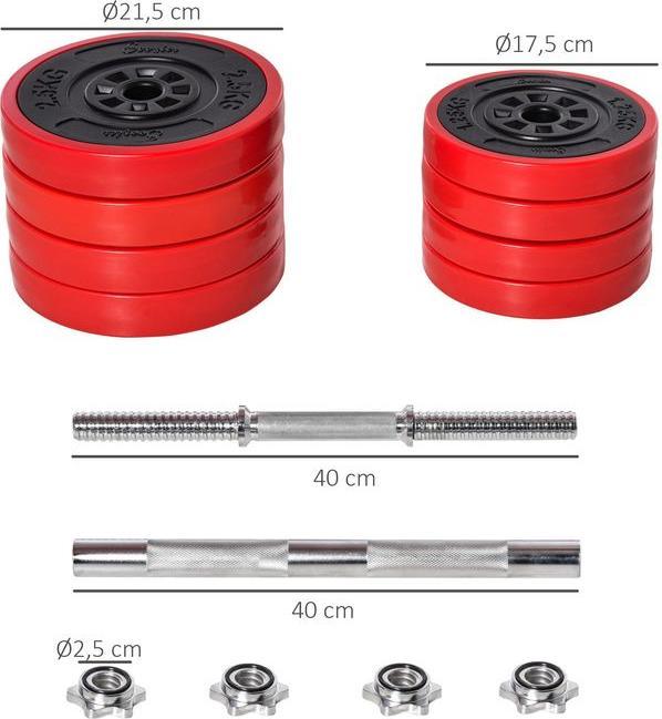 Immagine prodotto Swisshandel24 Set di manubri 20KGS 2-IN-1 Manubri e bilancieri regolabili per il sollevamento pesi a casa (4 x 2,5 kg)