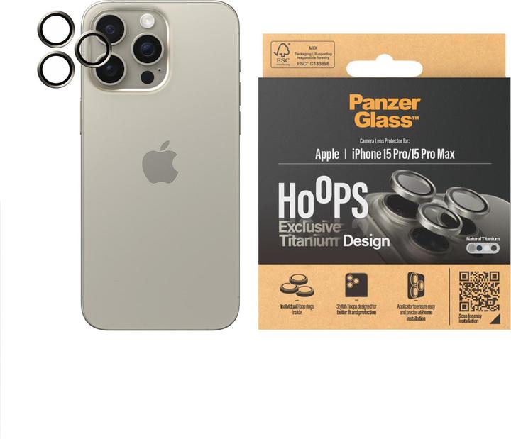 Produktbild PanzerGlass Hoops Camera Lens Protector (1 Stück, Apple iPhone 15 Pro, Apple iPhone 15 Pro Max)