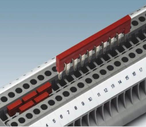 Actual product image Phoenix Contact 2 way bridge for 10mm terminal, red