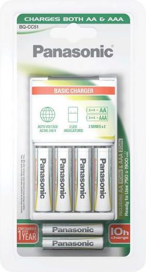 Actual product image Panasonic Basic Charger BQ-CC51 (6 pcs., AA, AAA, Battery + charger)