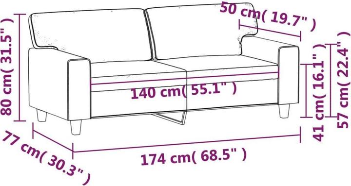 Immagine prodotto VidaXL Divano a 2 posti 140 cm in similpelle (2 posti)