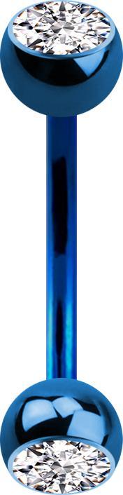 Image du produit Star Piercing Micro banane bleu foncé avec deux boules et cristal argenté (sans laiton, Titane G23)