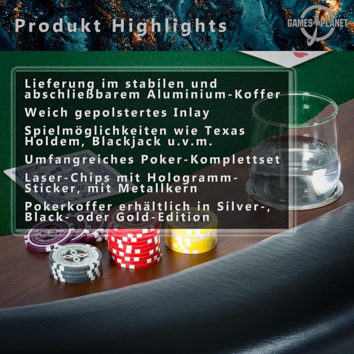 Produktbild Games Planet Pokerkoffer, 500 Laserchips, Black Edition