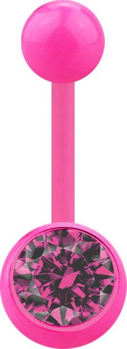 Produktbild Star Piercing Banane pink mit Kugel und Kugel Kristall pink (Acryl, ohne Messing)