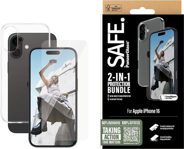 Actual product image Safe Screen Protector (1 Piece, Apple iPhone 16)