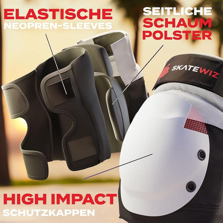 Image du produit Skatewiz Inliner Schoner-Set mit Neopren-Sleeves (6-teilig) (M, Protège-poignets, Genouillère, Coudes, 6 pièces)