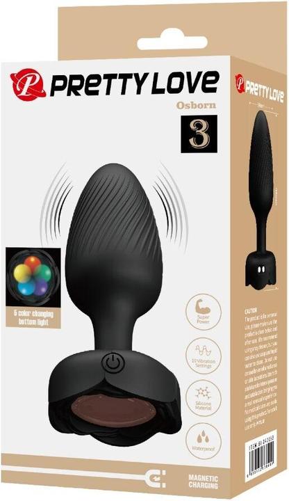 Image du produit Pretty Love - Osborn Anal Plug Mit LED Licht Schwarz 9,8 cm