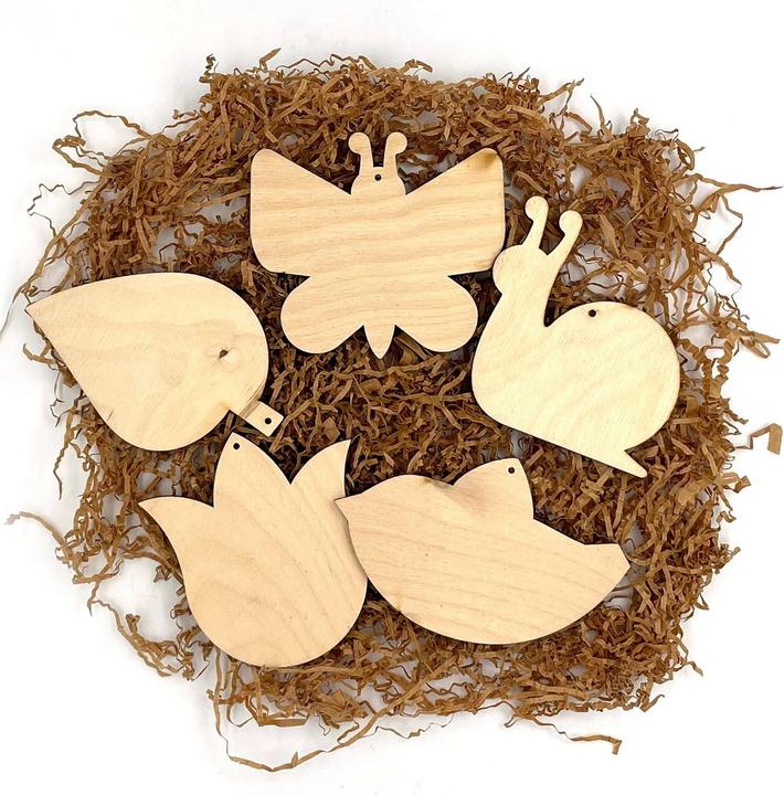 Produktbild Activity Board Niedliches Tier-Holz-Zeichenset mit Vogel, Schmetterling, Schnecke und Blatt, DIY-Bastelarbeiten