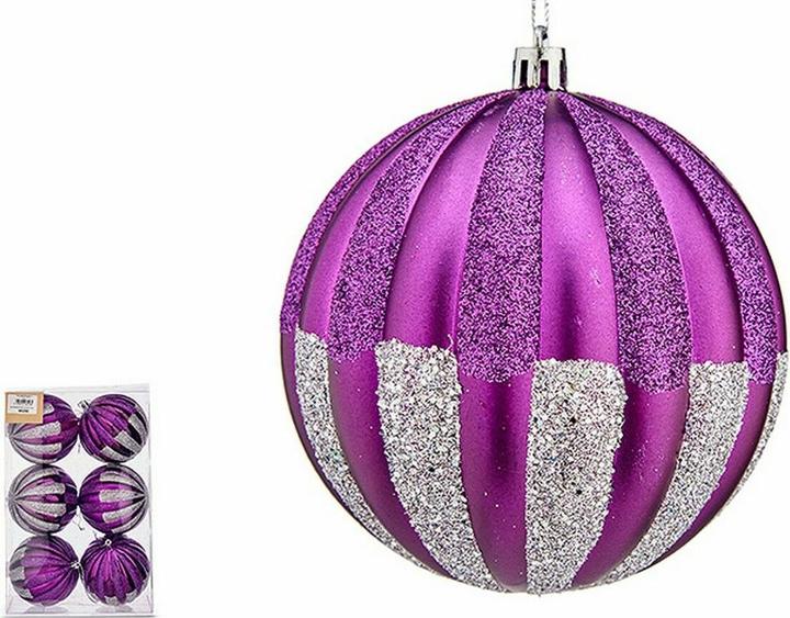 Produktbild Krist+ Weihnachtskugeln-Set 10 cm Lila Silberfarben PVC (6 Stück) (6 -teilig)