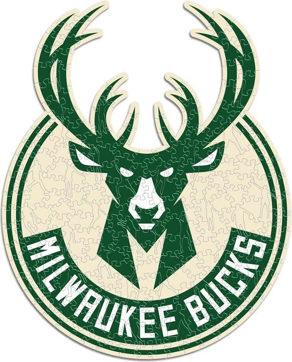 Actual product image Iconic NBA - Milwaukee Bucks - Logo - Wooden Puzzle Size L (500 pieces) (500 pieces)