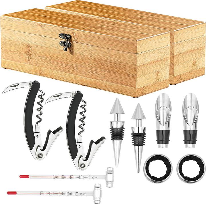 Produktbild Carlo Milano 2x 5-teiliges Sommelier-Set in edler Geschenkbox für 1 Weinflasche (Weinthermometer, Weinbelüfter)