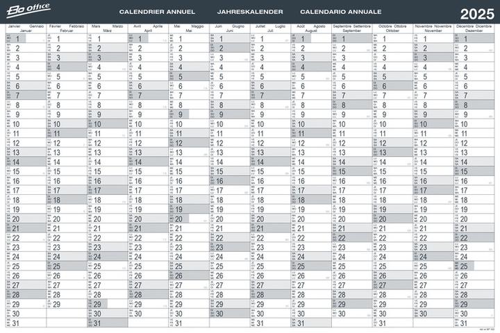 Produktbild BoOffice Jahresplaner (90 x 60 cm, Kein Einband, Deutsch, Französisch, Italienisch, Englisch)